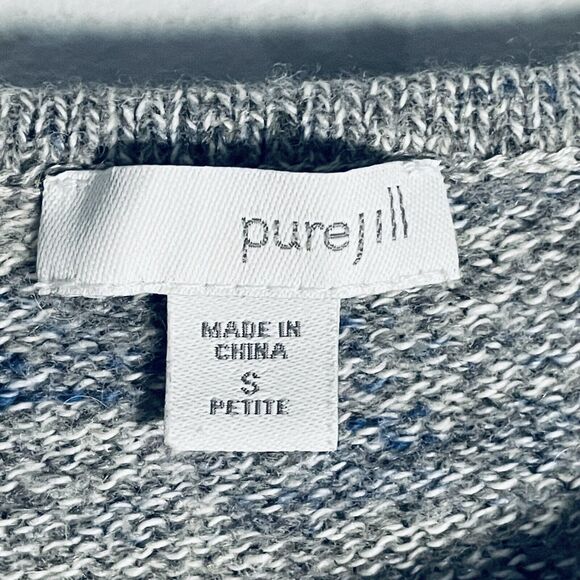 Pure Jill Sweater Women Small Pet Gray Blue Wool Cashmere Blend Asymmetrical Hem - Picture 2 of 13
